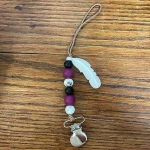 Purple, black, marble pacifier clip